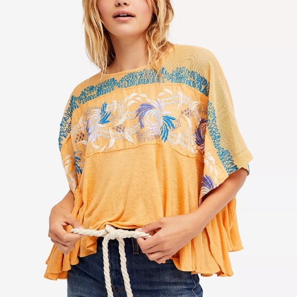 Free People Tops - Free People Embroidered Poncho Top